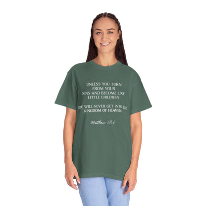 Matthew 18:3 100% Cotton T-shirt — Christian Scripture Tee