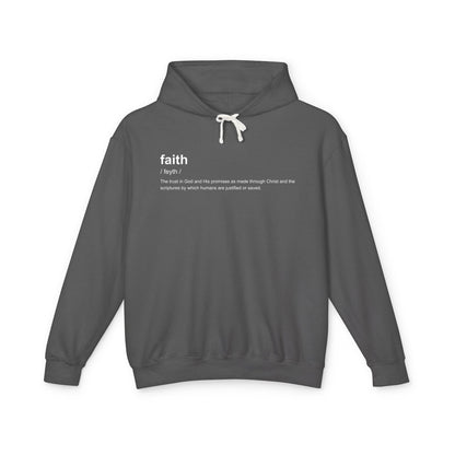 Faith Definition Hoodie — "faith definition 100% cotton" Lightweight Pullover
