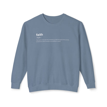 Faith Definition Crewneck Sweatshirt — 'faith definition 100% cotton' Graphic