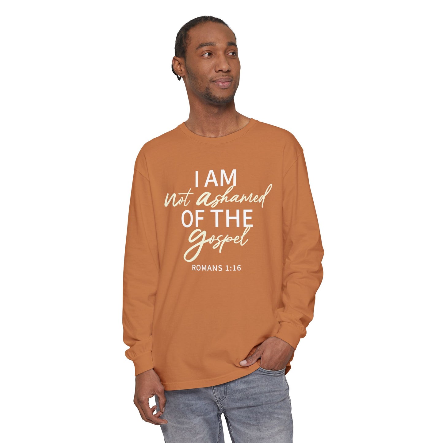 Romans 1:16 Beige 100% Cotton Lon Sleeve Comfort Color