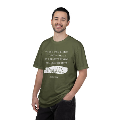 John 5:24 'Eternal Life' T-Shirt — Faith-Based Cotton Tee