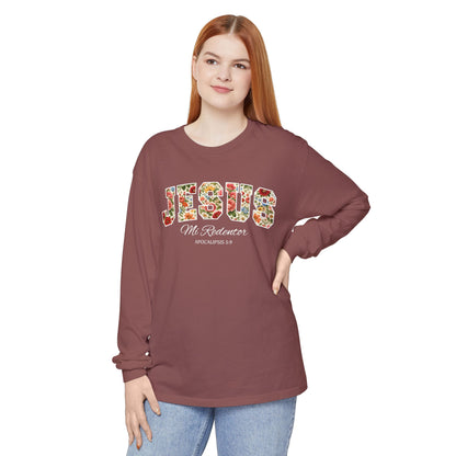 Jesus Mi Redentor Long Sleeve-Shirt — Spanish Christian Faith Tee 100% Cotton