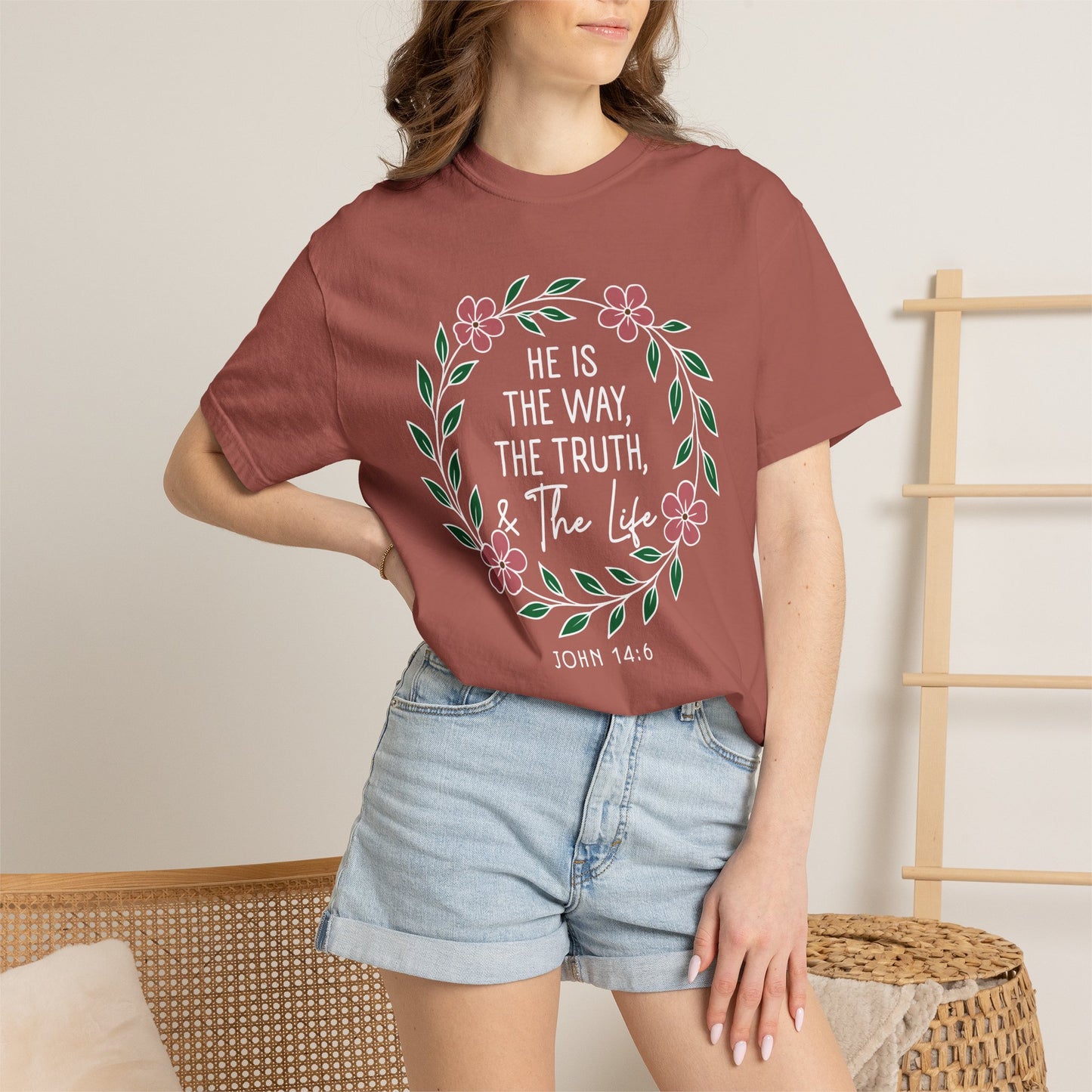 He is The Way The Truth & The Life  Flowers "John 14:6" 100% cotton T-shirt