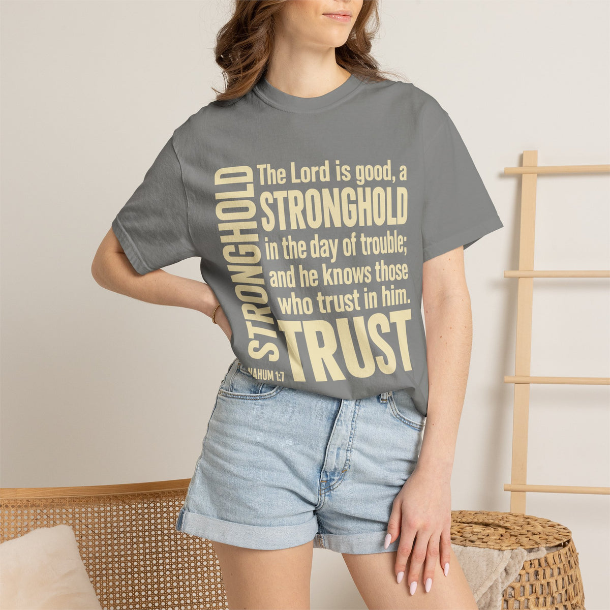 The Lord is Good Christian T-Shirt — Nahum 1:7 Bible Verse Tee