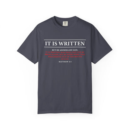 Matthew 4:4 Scripture T-Shirt — "Man Shall Not Live By Bread Alone" Christian Tee
