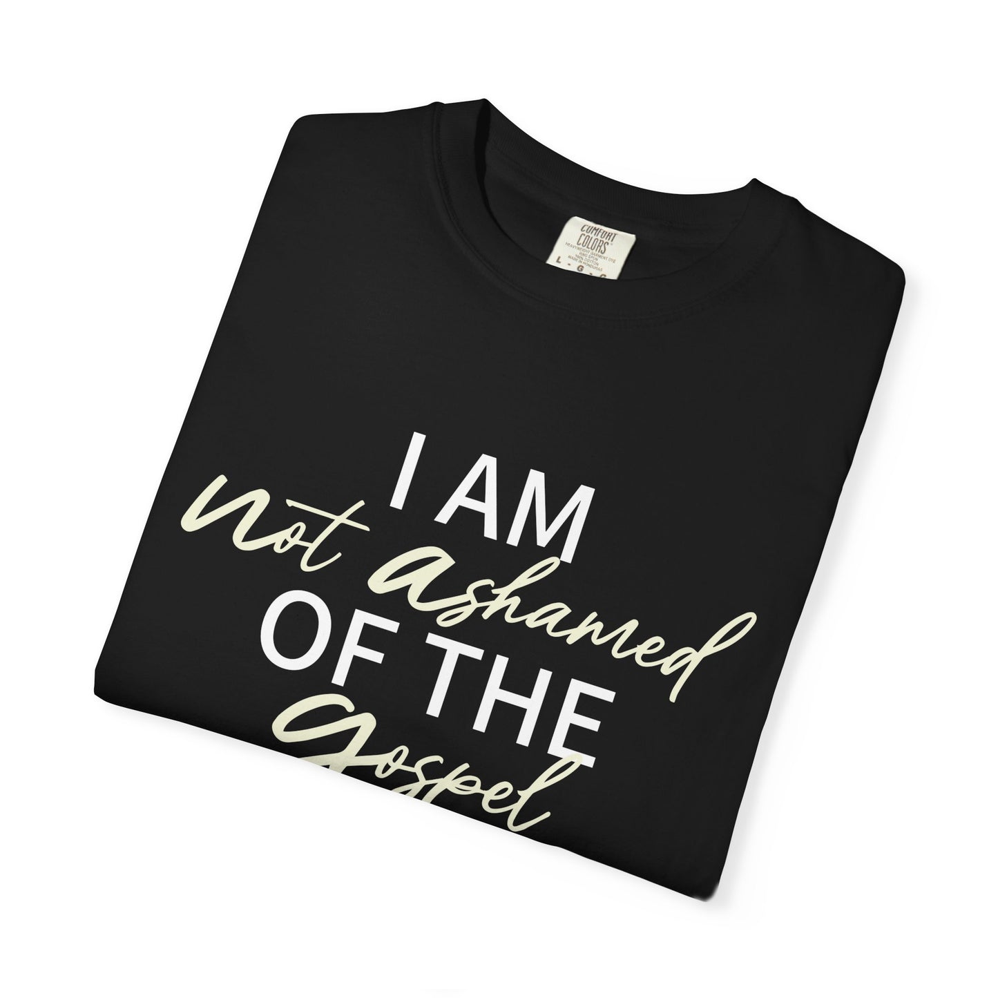 Romans 1:16 T-Shirt — Beige 100% Cotton