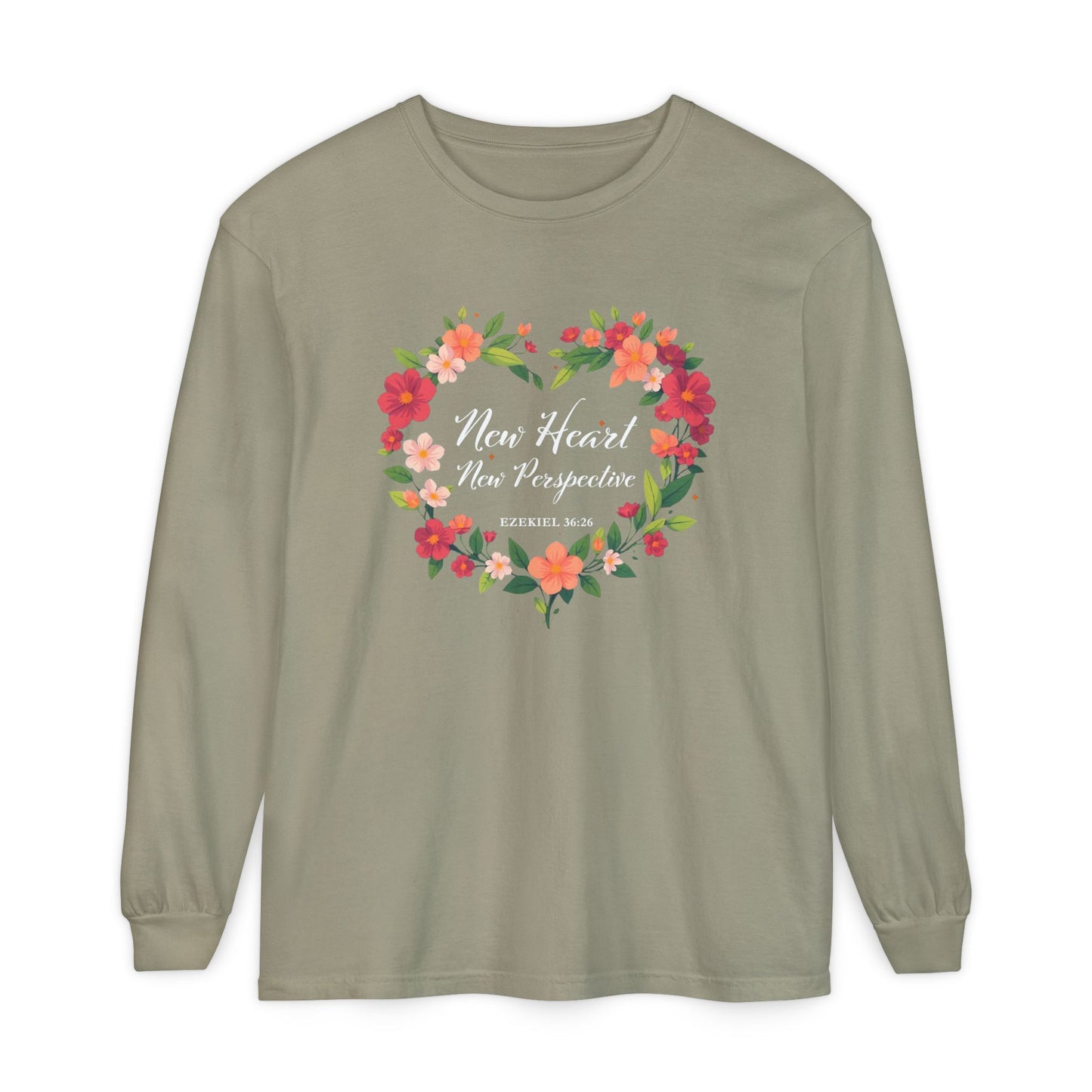 New Heart and New Perspective "Ezekiel 36:26" Long Sleeve T-Shirt 100% Cotton