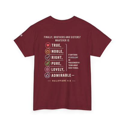 Philippians 4:8 True Noble Right Pure Lovely Adorably Christian T-Shirt