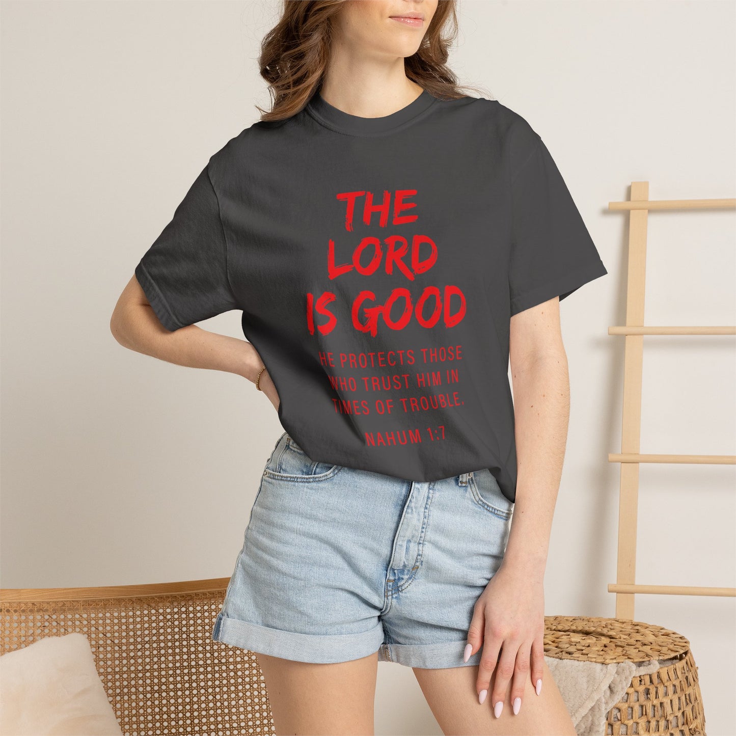 The Lord is Good "Nahum 1:7" Red T-Shirt