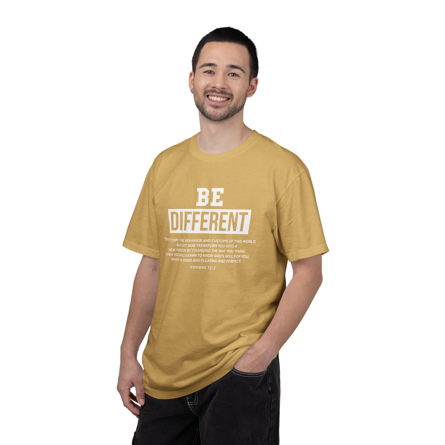 Be Different Romans 12:2 T-Shirt — Christian Faith Graphic T-shirt