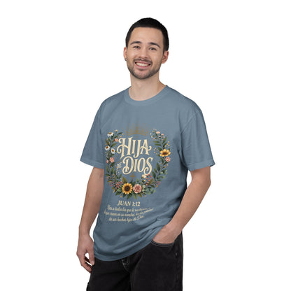 Hija de Dios Floral T‑Shirt — Juan 1:12 Christian Tee