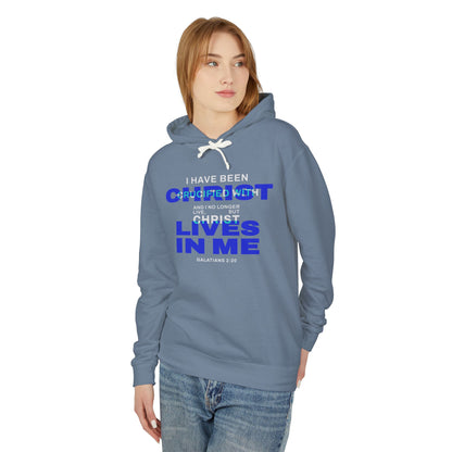 I have been Crucified with Christ "Galatians 2:20"  Blue 100% Cotton Unisex Hoodie