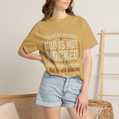 Christian T-Shirt — "God Is Not Mocked" Galatians 6:7 Inspirational Tee