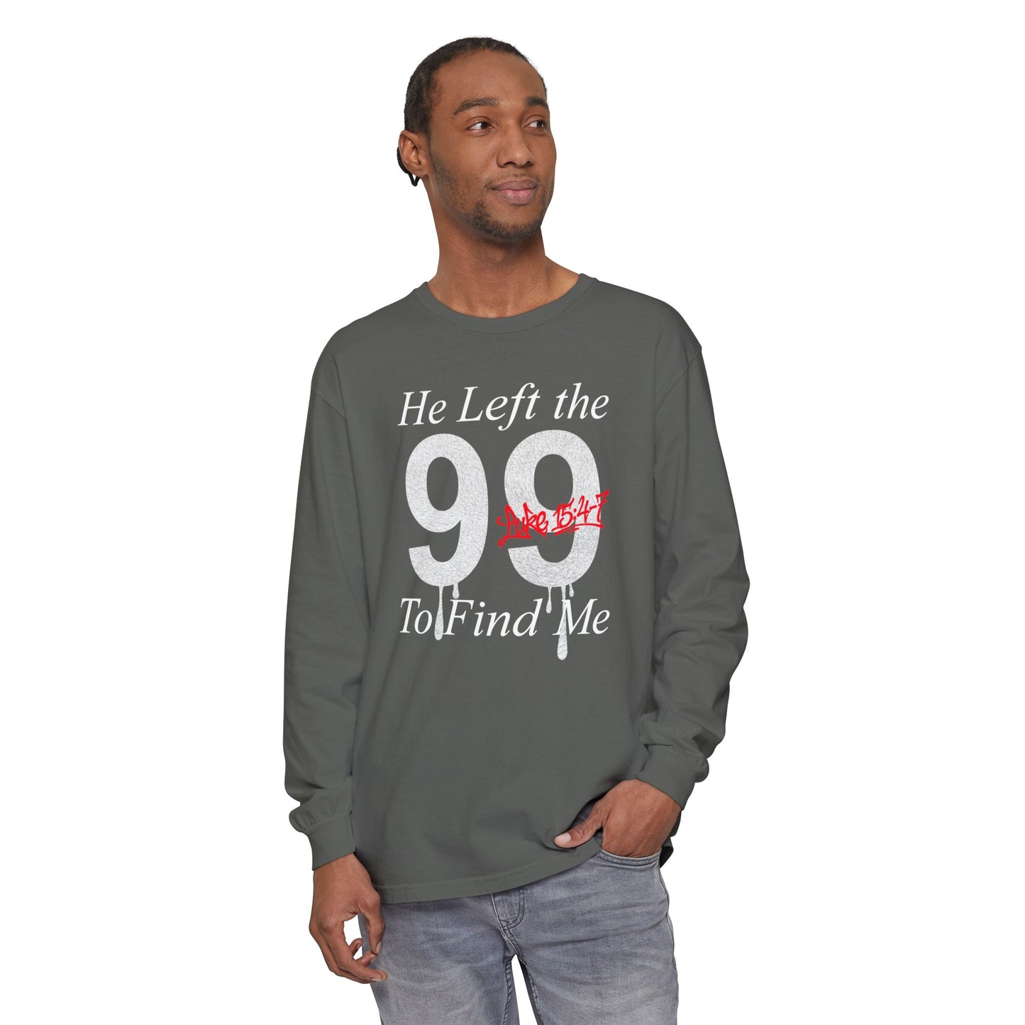 He Left the 99 Long Sleeve — Luke 15:4-7 Christian Crewneck