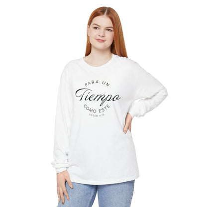 Para un Tiempo Como Este Ester 4:14 100% Cotton Long Sleeve-Shirt — Spanish Wise Woman Bible Verse