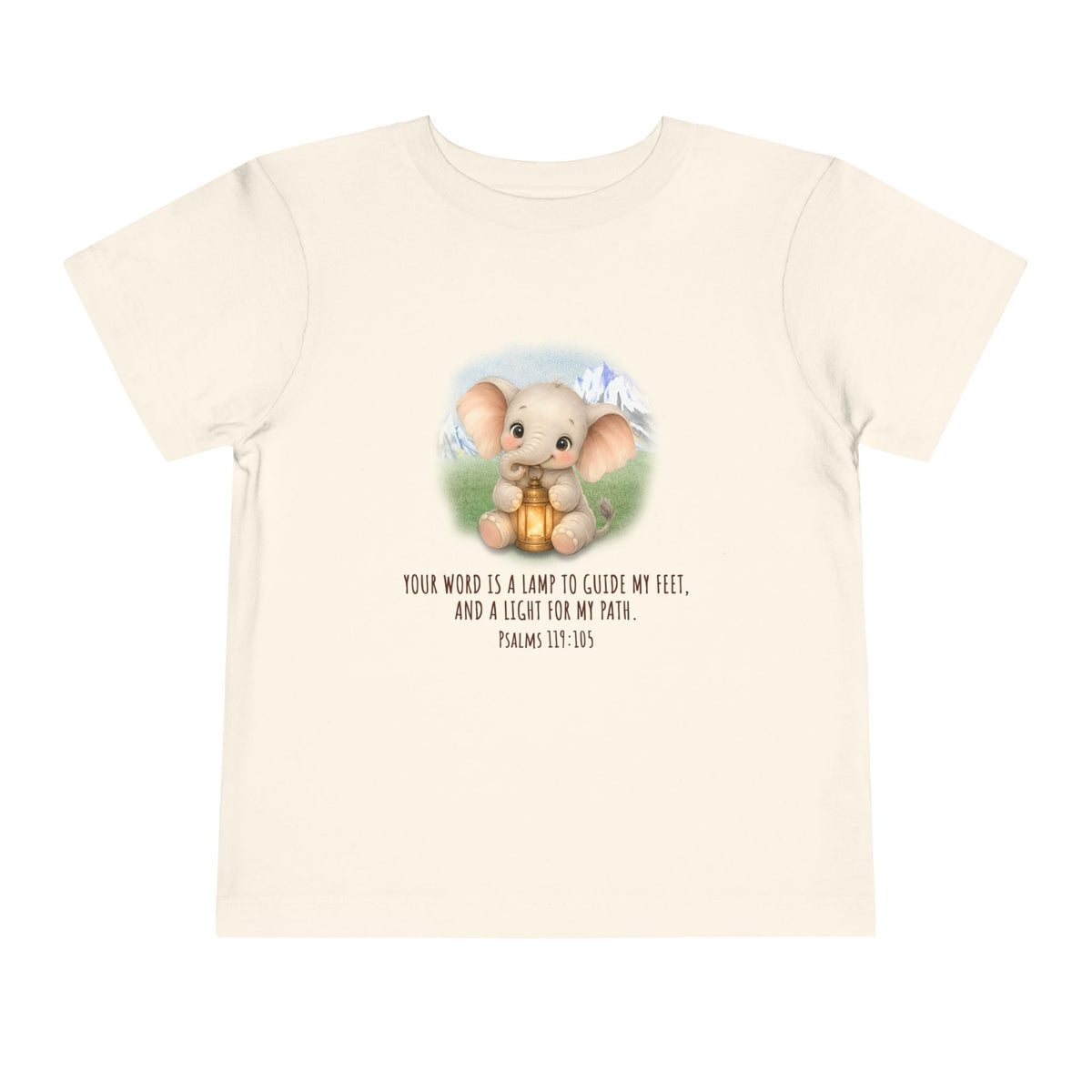 Toddler Tee - Cute Elephant with Lantern & Psalm 119:105 Inspirational Kids T-Shirt
