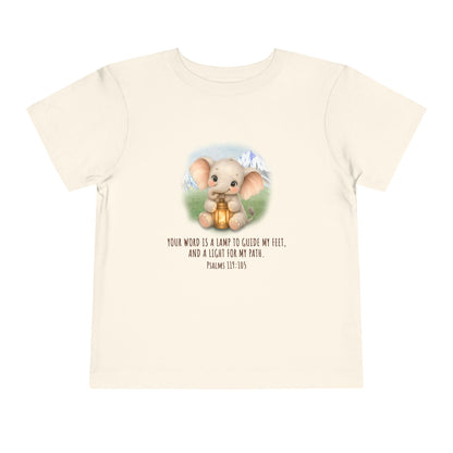 Toddler Tee - Cute Elephant with Lantern & Psalm 119:105 Inspirational Kids T-Shirt