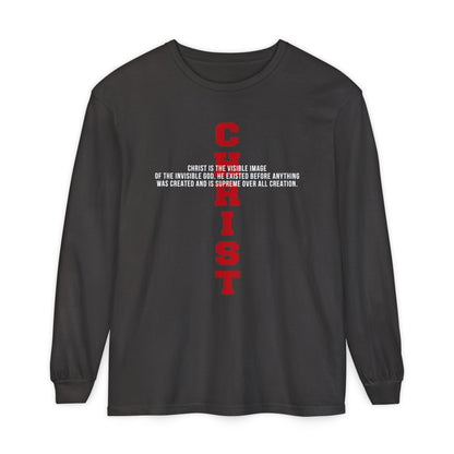 CHRIST the visible image of the invisible God Long Sleeve T‑Shirt — Inspirational Christian Scripture Tee