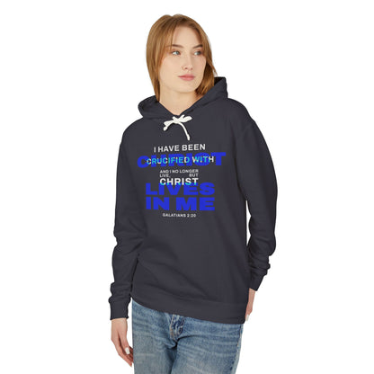 I have been Crucified with Christ "Galatians 2:20"  Blue 100% Cotton Unisex Hoodie