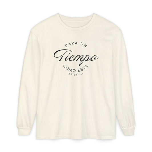 Para un Tiempo Como Este Ester 4:14 100% Cotton Long Sleeve-Shirt — Spanish Wise Woman Bible Verse