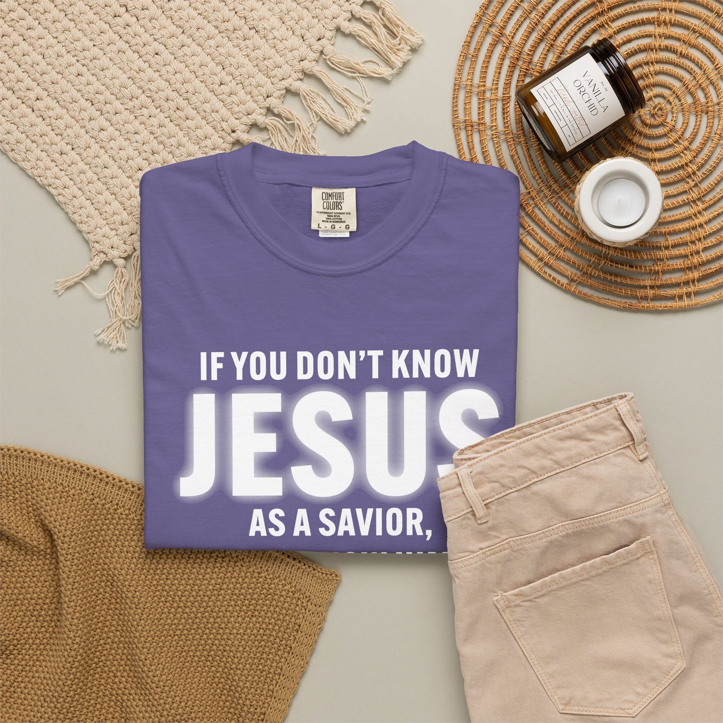 Know Jesus as Savior Cotton T-shirt — Faith-Based Christian Tee