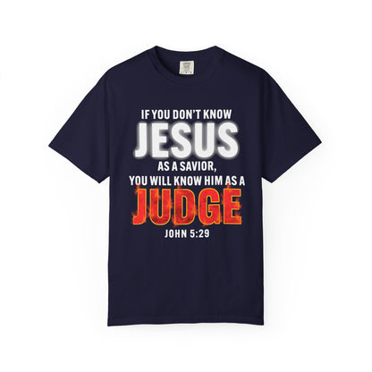 Know Jesus as Savior Cotton T-shirt — Faith-Based Christian Tee
