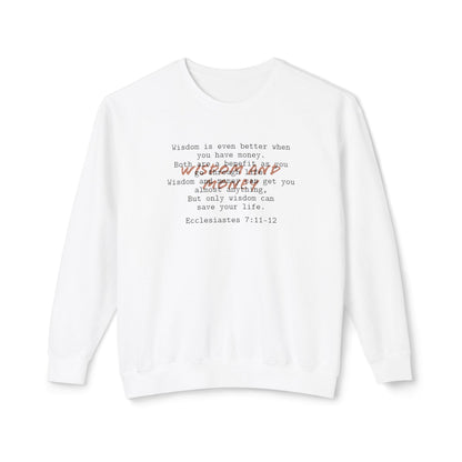 Biblical Wisdom Crewneck — Ecclesiastes 7:11-12 Bible Verse Sweatshirt