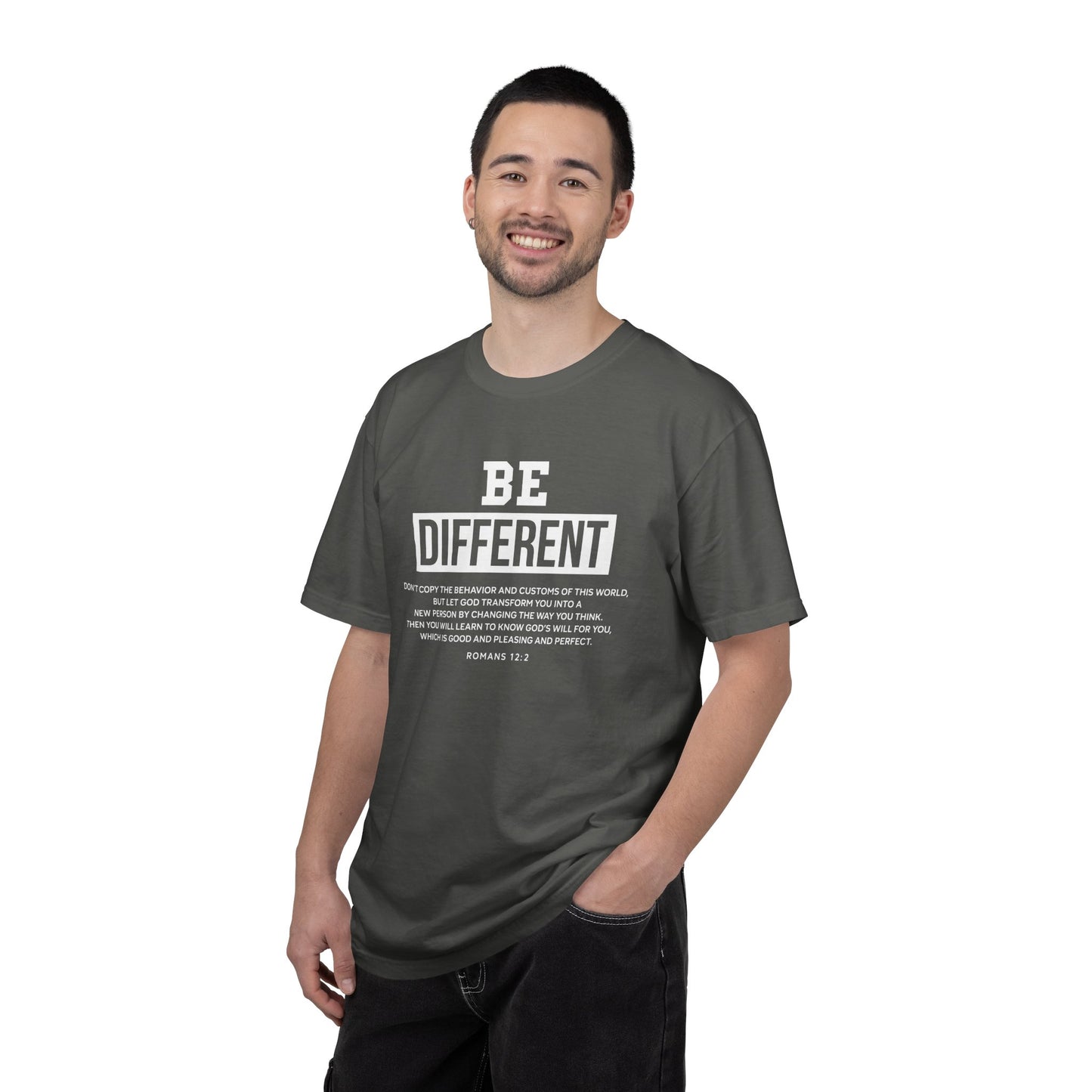 Be Different Romans 12:2 T-Shirt — Christian Faith Graphic T-shirt