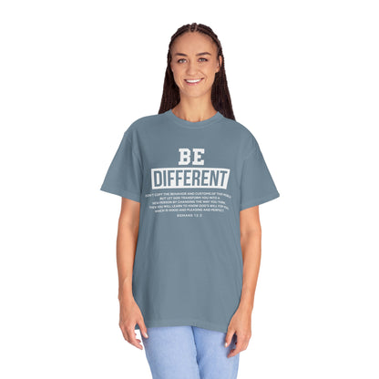 Be Different Romans 12:2 T-Shirt — Christian Faith Graphic T-shirt