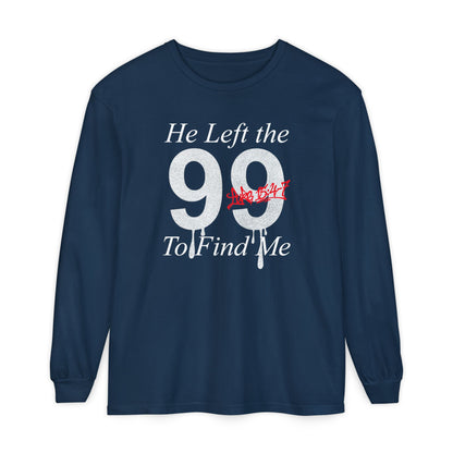 He Left the 99 Long Sleeve — Luke 15:4-7 Christian Crewneck