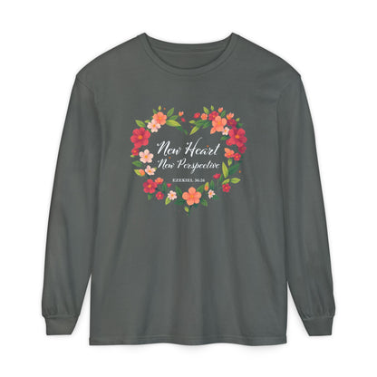 New Heart and New Perspective "Ezekiel 36:26" Long Sleeve T-Shirt 100% Cotton