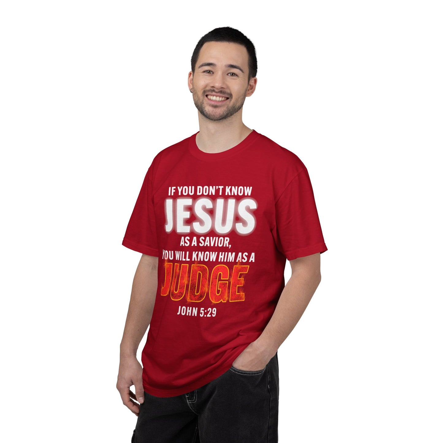 Know Jesus as Savior Cotton T-shirt — Faith-Based Christian Tee