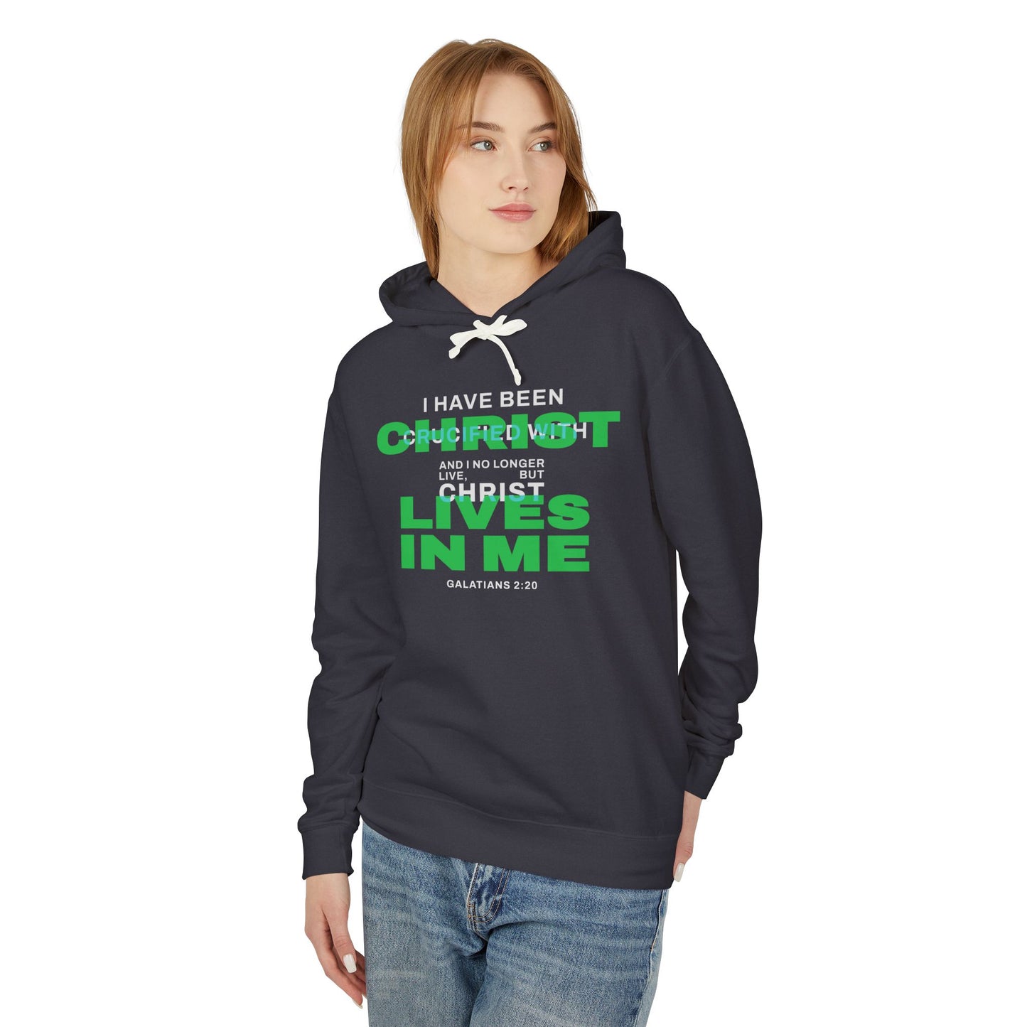 I have been Crucified with Christ "Galatians 2:20" Green 100%Cotton Comfort Color Hoodie