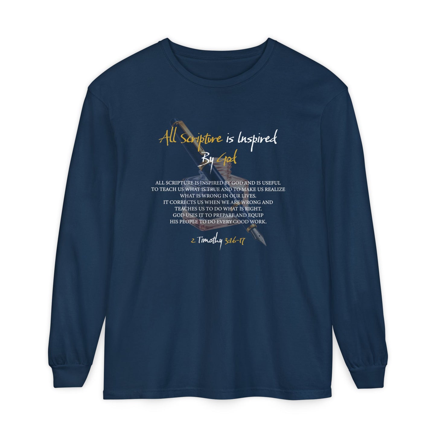 All Scriptures Are Inspired By God T-Shirt — Faith-Based Scripture Long Sleeve Tee