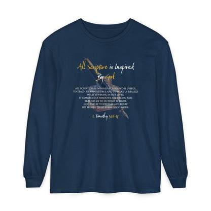 All Scriptures Are Inspired By God T-Shirt — Faith-Based Scripture Long Sleeve Tee