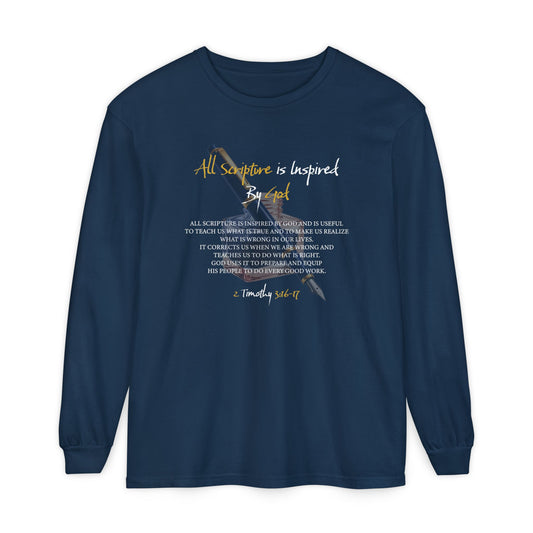 All Scriptures Are Inspired By God T-Shirt — Faith-Based Scripture Long Sleeve Tee