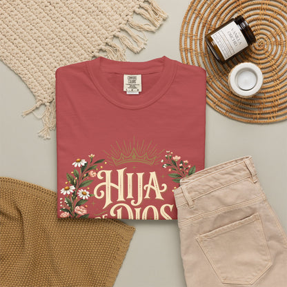 Hija de Dios Floral T‑Shirt — Juan 1:12 Christian Tee