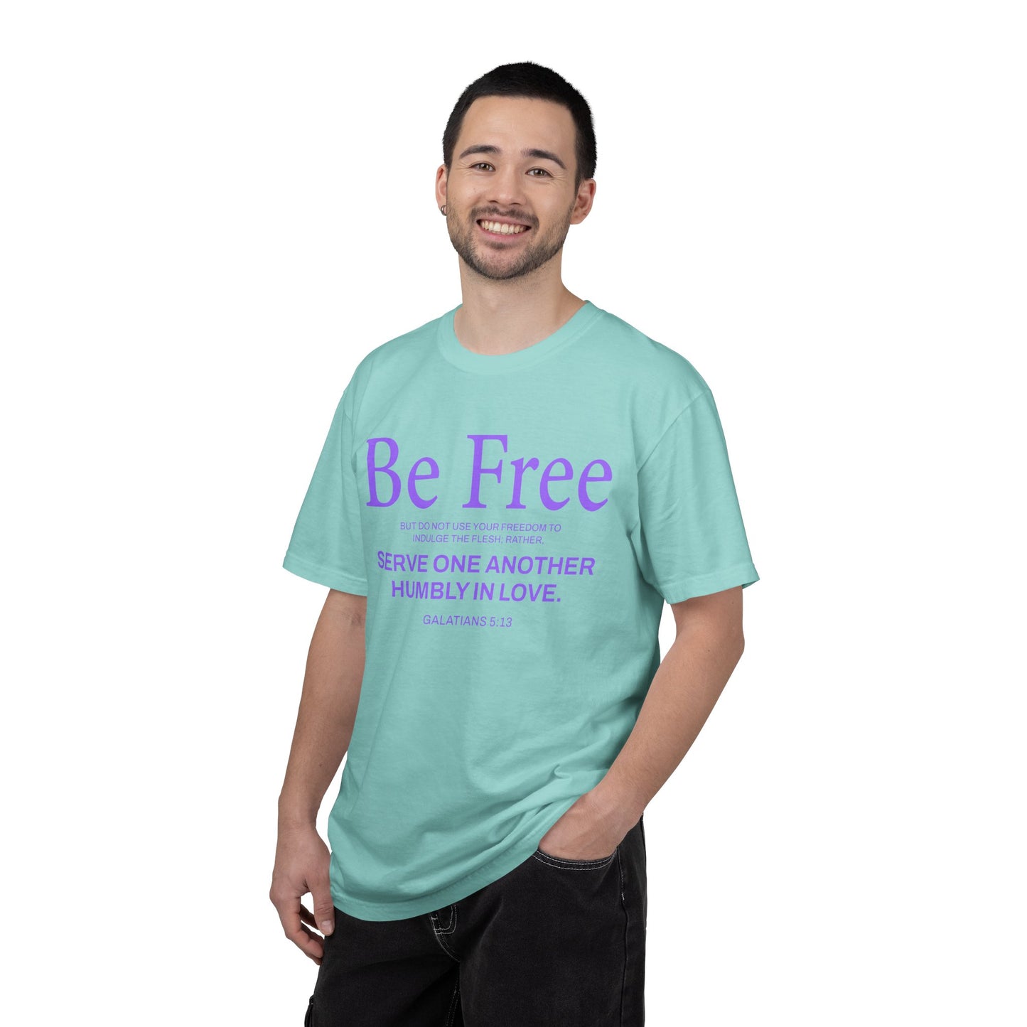 Be Free "Galatians 5:13" PURPLE 100% Cotton T-Shirt