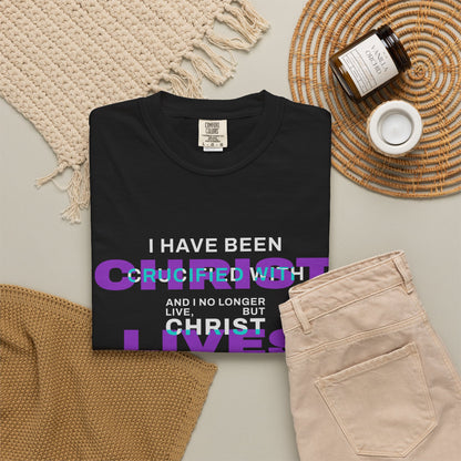 I have been Crucified with Christ "Galatians 2:20" Purple 100% Cotton T-Shirt