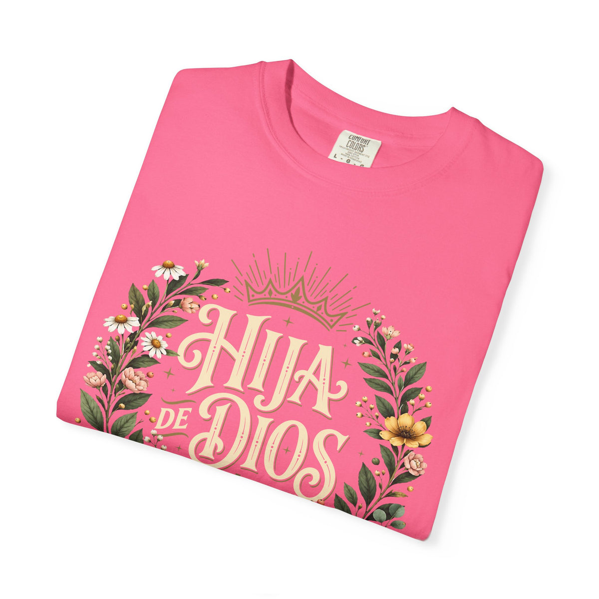 Hija de Dios Floral T‑Shirt — Juan 1:12 Christian Tee