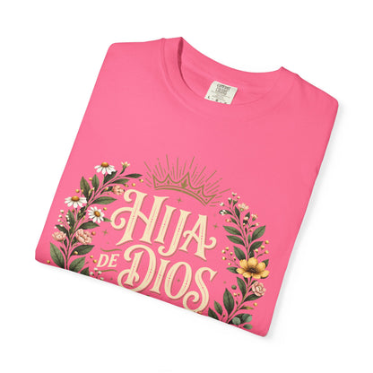 Hija de Dios Floral T‑Shirt — Juan 1:12 Christian Tee