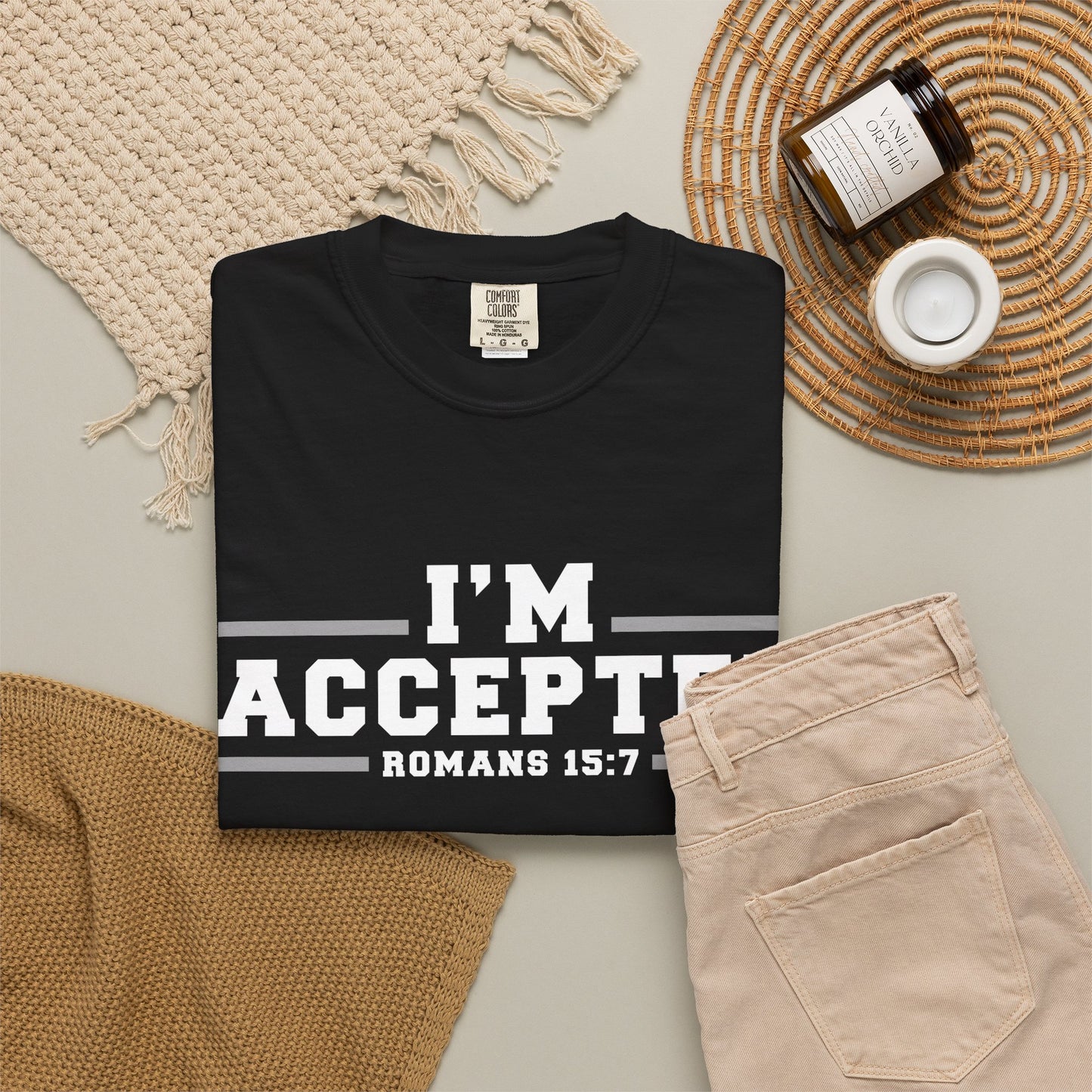 I'm Accepted "Romans 15:7" Cotton T-Shirt — Faith-Inspired Christian Tee