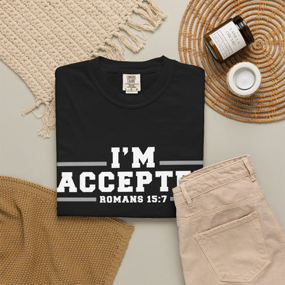 I'm Accepted "Romans 15:7" Cotton T-Shirt — Faith-Inspired Christian Tee