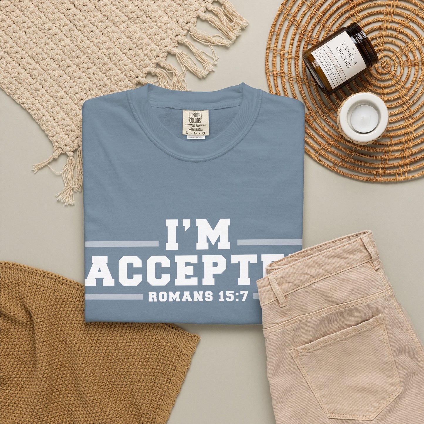 I'm Accepted "Romans 15:7" Cotton T-Shirt — Faith-Inspired Christian Tee