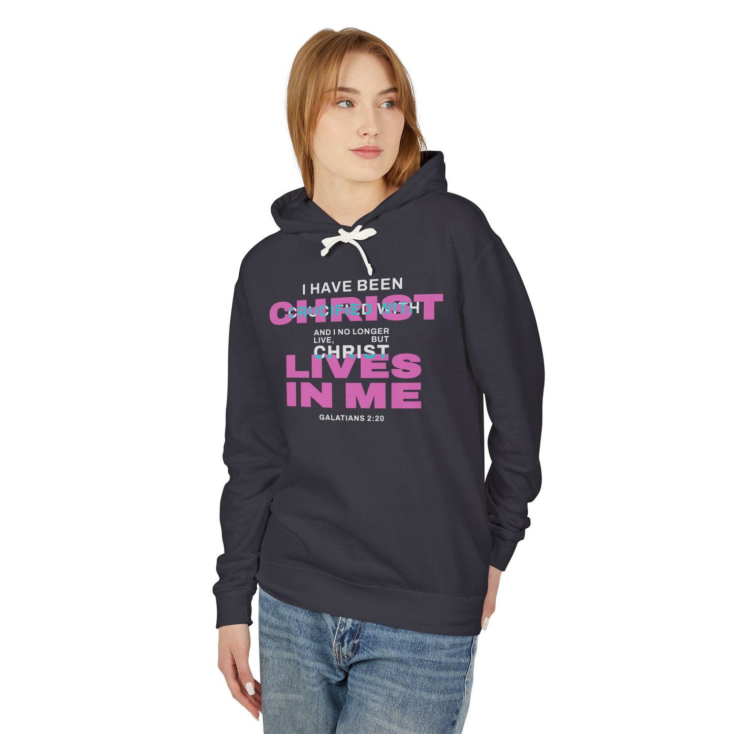 I have been Crucified with Christ "Galatians 2:20" Pink 100% Cotton Unisex Hoodie