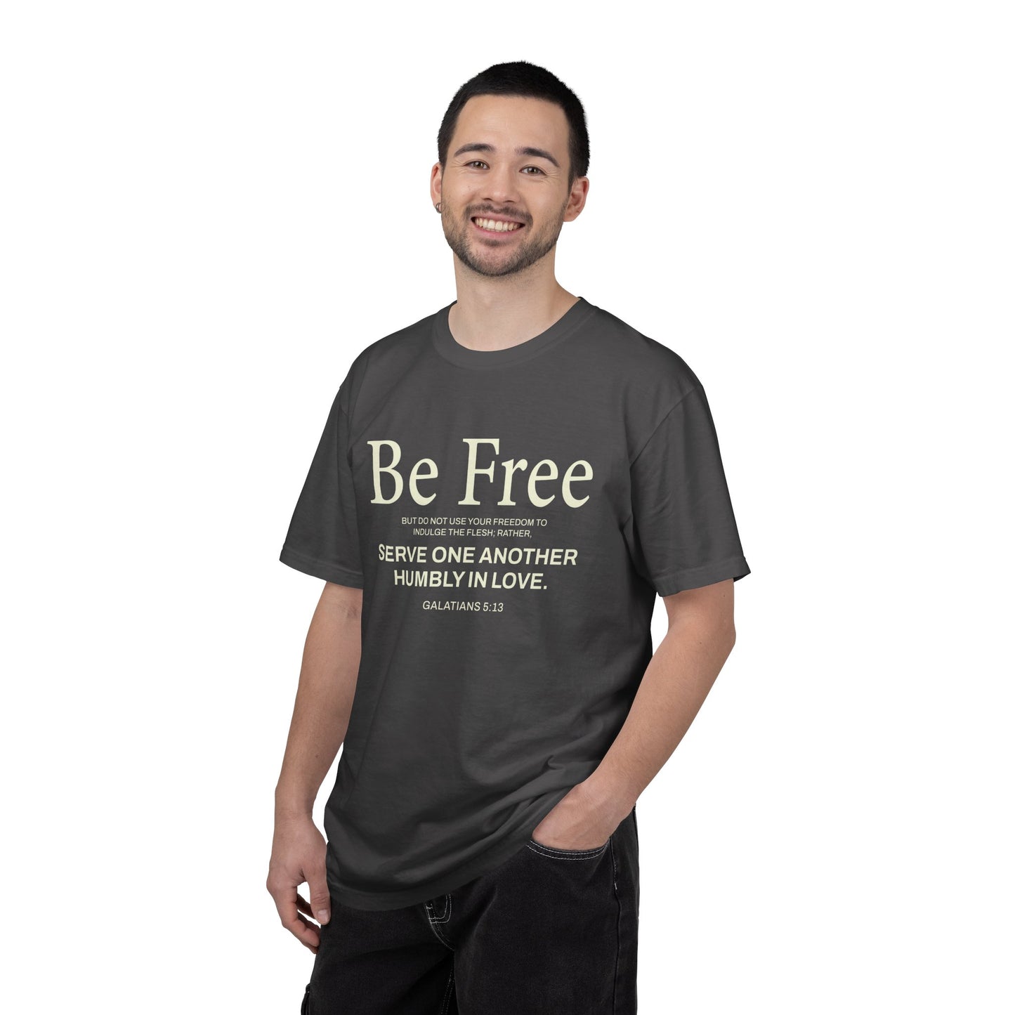 Be Free Galatians 5:13 Beige T-Shirt — Inspirational Christian Tee