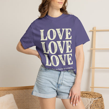Love Love Love Scripture T‑Shirt — Romans 13:10 Faith Graphic Tee
