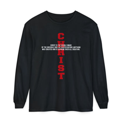 CHRIST the visible image of the invisible God Long Sleeve T‑Shirt — Inspirational Christian Scripture Tee