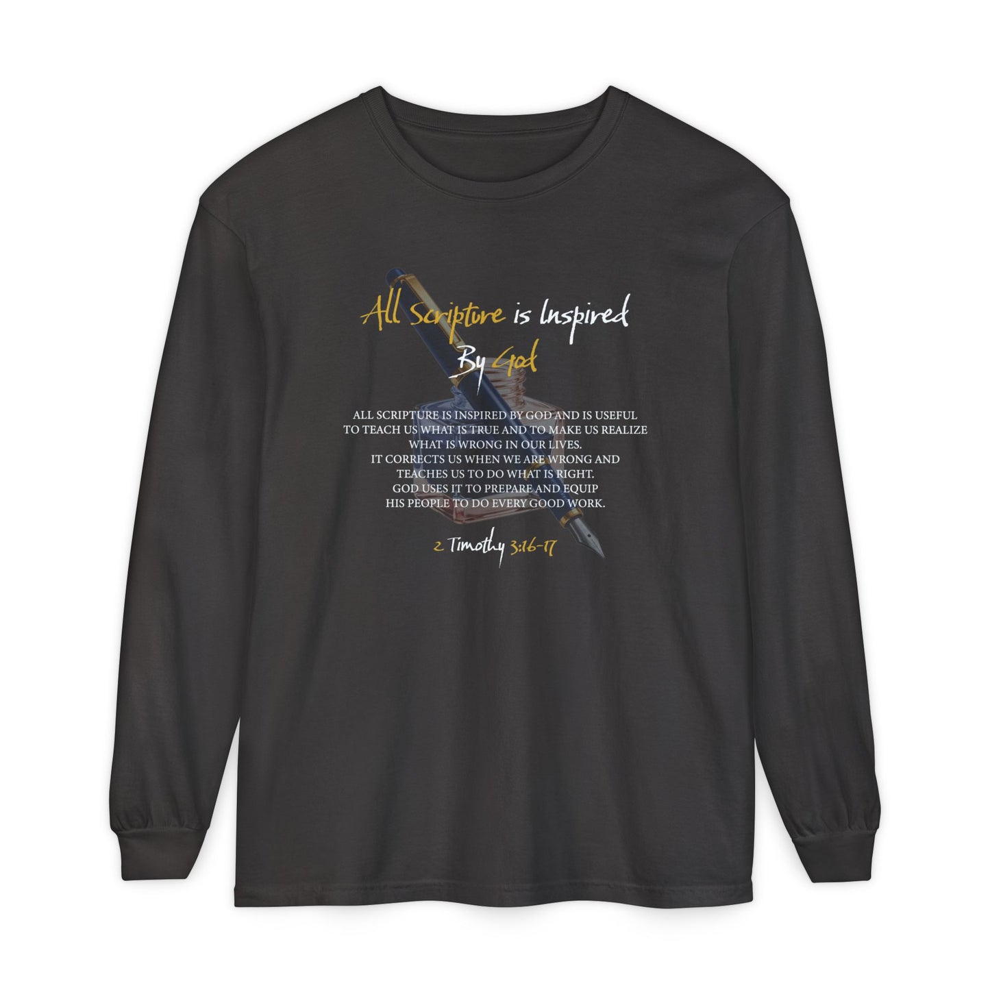 All Scriptures Are Inspired By God T-Shirt — Faith-Based Scripture Long Sleeve Tee