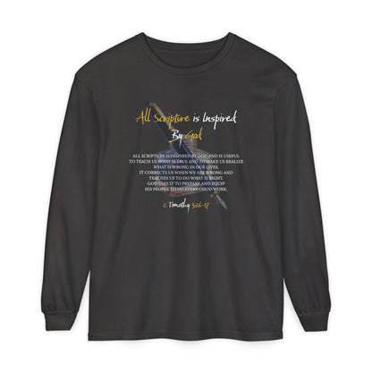 All Scriptures Are Inspired By God T-Shirt — Faith-Based Scripture Long Sleeve Tee